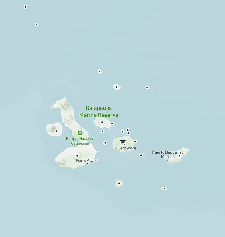 Galapagos Isles Eastern Voyage 8-Day Relais Chateaux Luxury Cruise - Origin Yacht | Galapagos Map