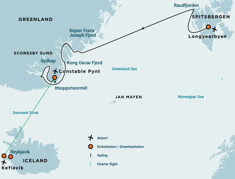 Spitsbergen - Northeast Greenland, Fly & Sail