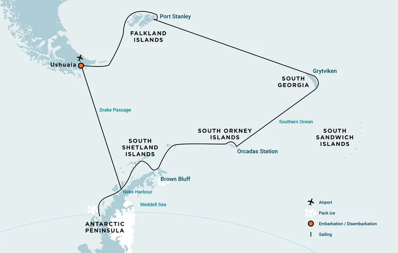 Falkland Islands - South Georgia - Elephant Island - Antarctica - Polar Circle