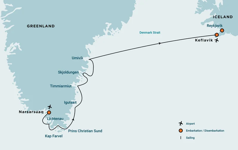 South Greenland Explorer, Aurora Borealis, Incl. flight from Copenhagen to Narsarsuaq