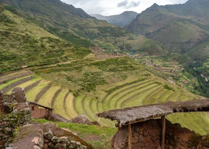 Ancient Inca terraces and ruins at Pisac in the Sacred Valley