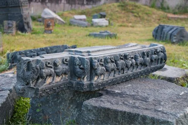 Ancient Stone Carvings in Outdoor Archaeological Site