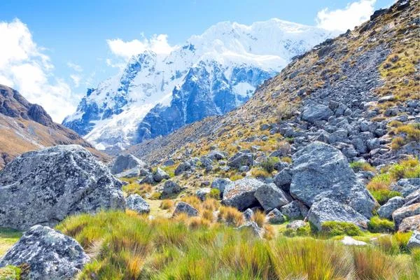 Panoramic view of Salkantay pass, from a hike to Machu Picchu Panoramic view of Salkantay pass, from a hike to Machu Picchu