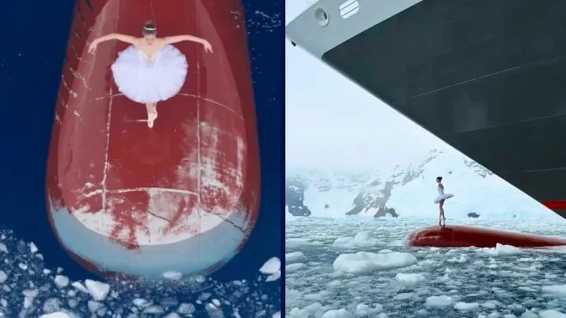 Ballerina Braves Freezing Temperatures on Cruise Ship’s Bulbous Bow